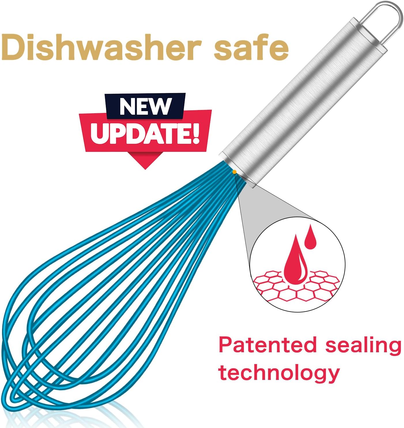 Silicone Whisk & Stainless Steel Ice Cream Scoop Set, Blue Silicone Whisk for Cooking & Heavy Duty Ice Cream Scooper, Dishwasher Safe โ image 2