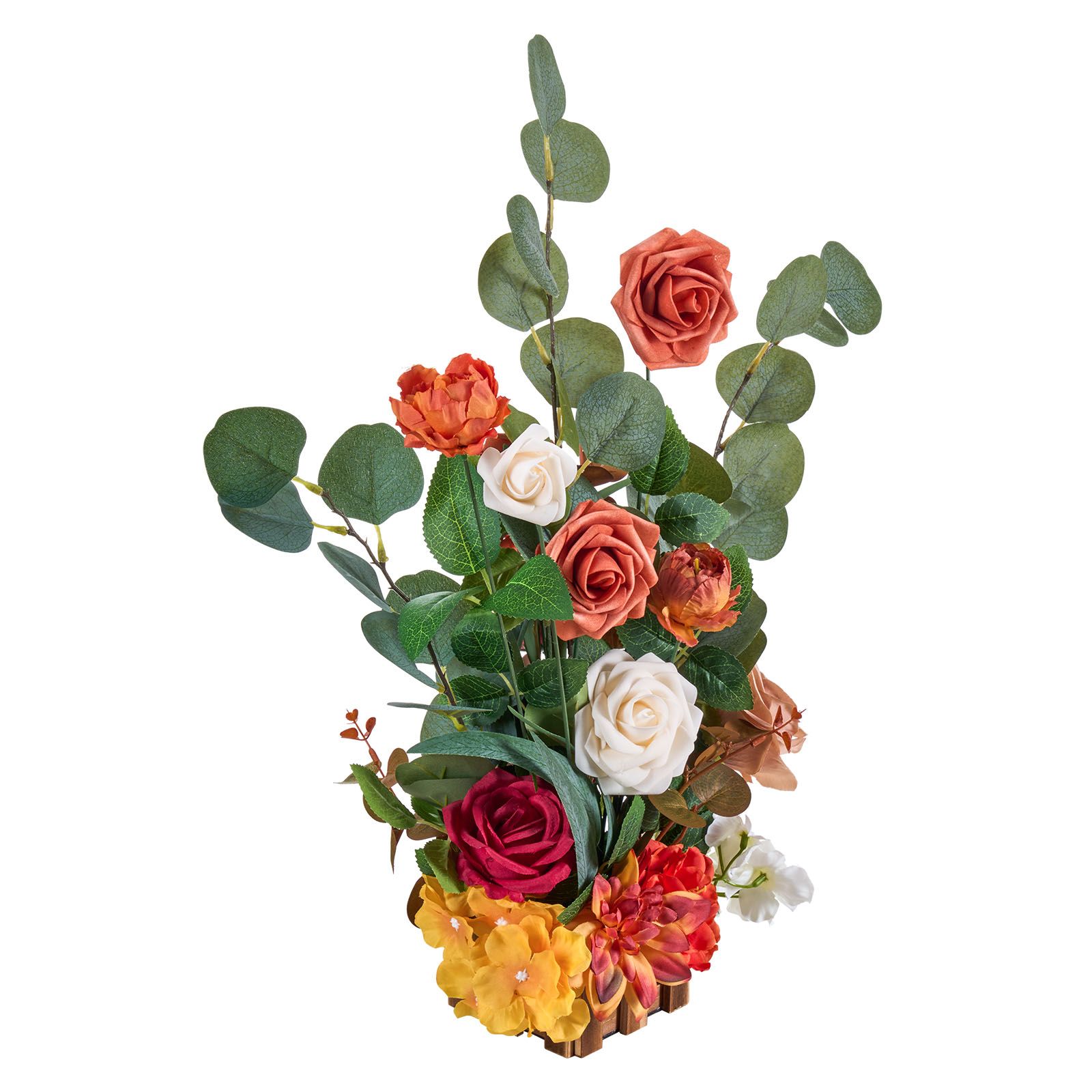 Standing Artificial Flowers Arrangements 4 PCS, 450 mm Tall Faux Flower Decorations for Wedding Aisle Runner Chair, Orange Floral Centerpieces for Ceremony