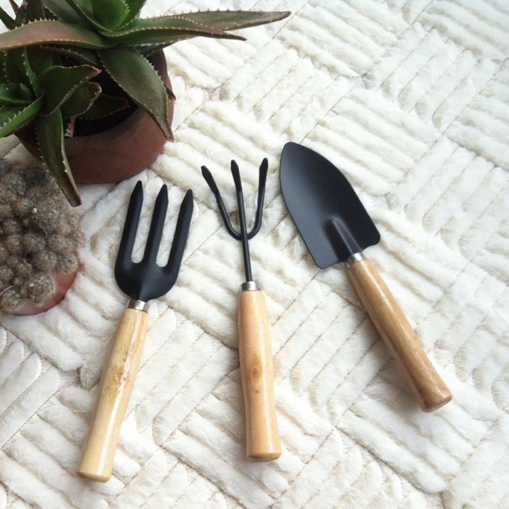 3PCS/Set Wooden Handle Mini Gardening Potted Tool Gardening Shovel Rake Fork Set for Houseplants Potted Plants โ image 6