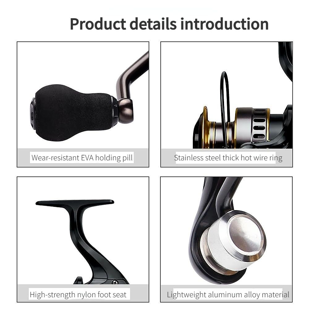 Spinning Reel Fishing Reel, Metal Spool, Metal Handle, 5.2:1 Gear Ratio, 10KG Drag, Smooth and Sensitive Line Output, Left/Right Hand Interchangeable, Rotating โ image 6