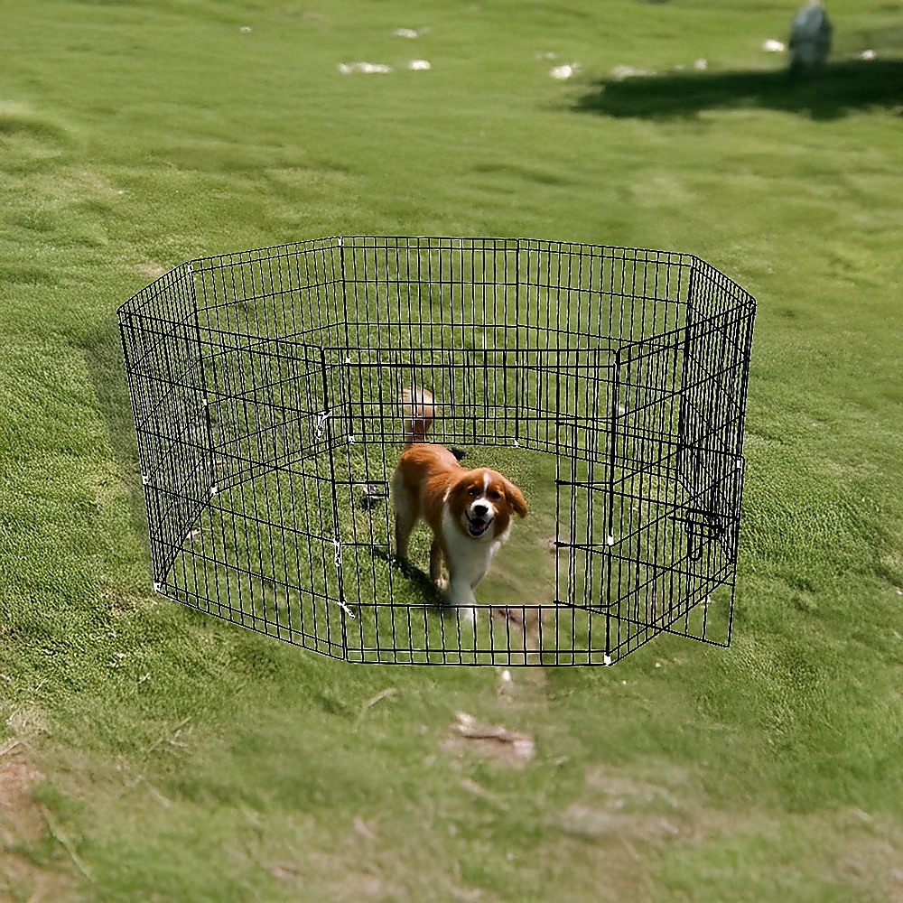 24" 8 Panel Pet Dog Playpen Puppy Exercise Cage Enclosure Fence Play Pen — image 6