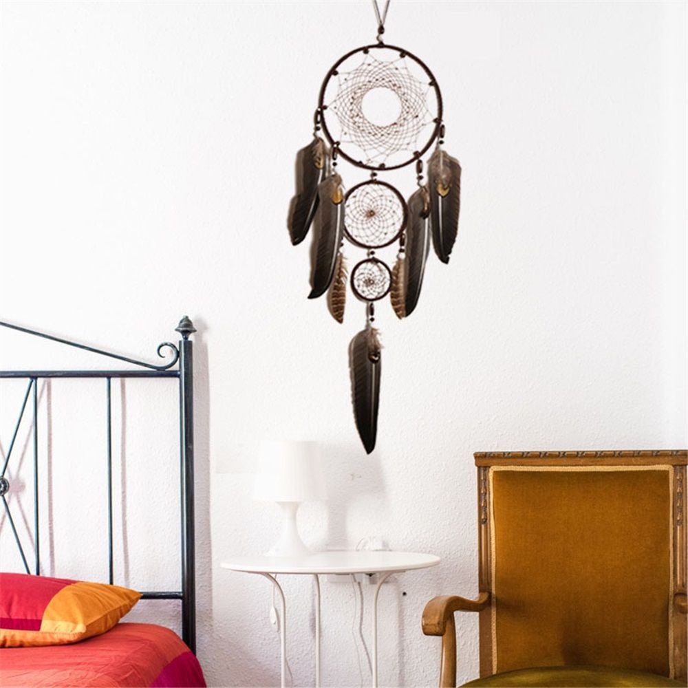 Brown Large Wall Decor Handmade Feather Wall Hanging Ornament for Bedroom Living Room Home Decor — image 5