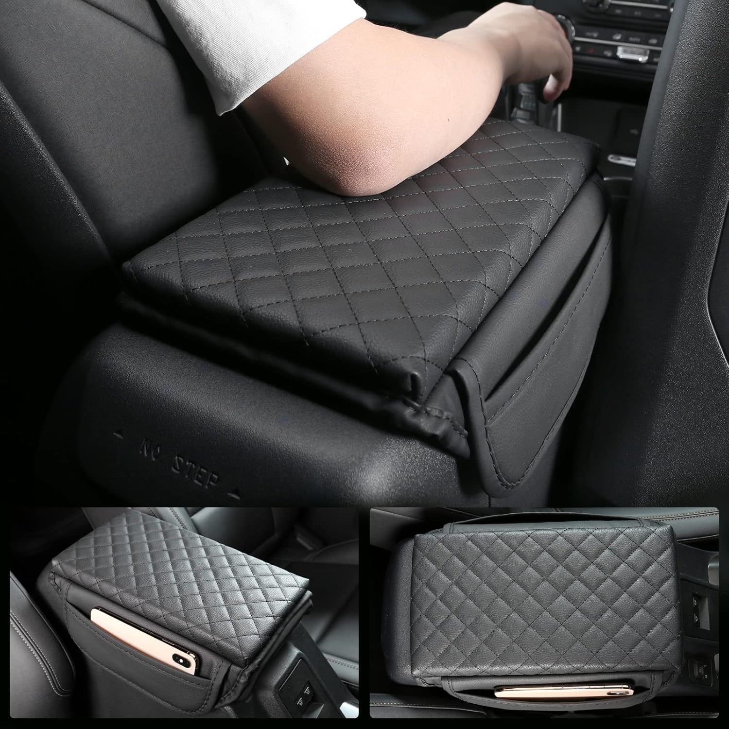 Center Console Armrest Cover for Ford Bronco Accessories 2021 2022 2023 2024 2025 2026 2/4-Door with Leather Side Pockets Interior Accessories Prevent — image 5