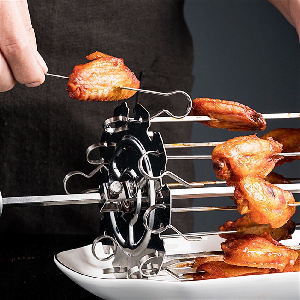 Stainless Steel Grilled Cage Roaster Rotating Grill Barbecue Meat Skewer Tool — image 4