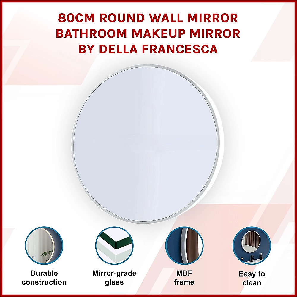 80cm Round Wall Mirror Bathroom Makeup Mirror by Della Francesca โ image 3