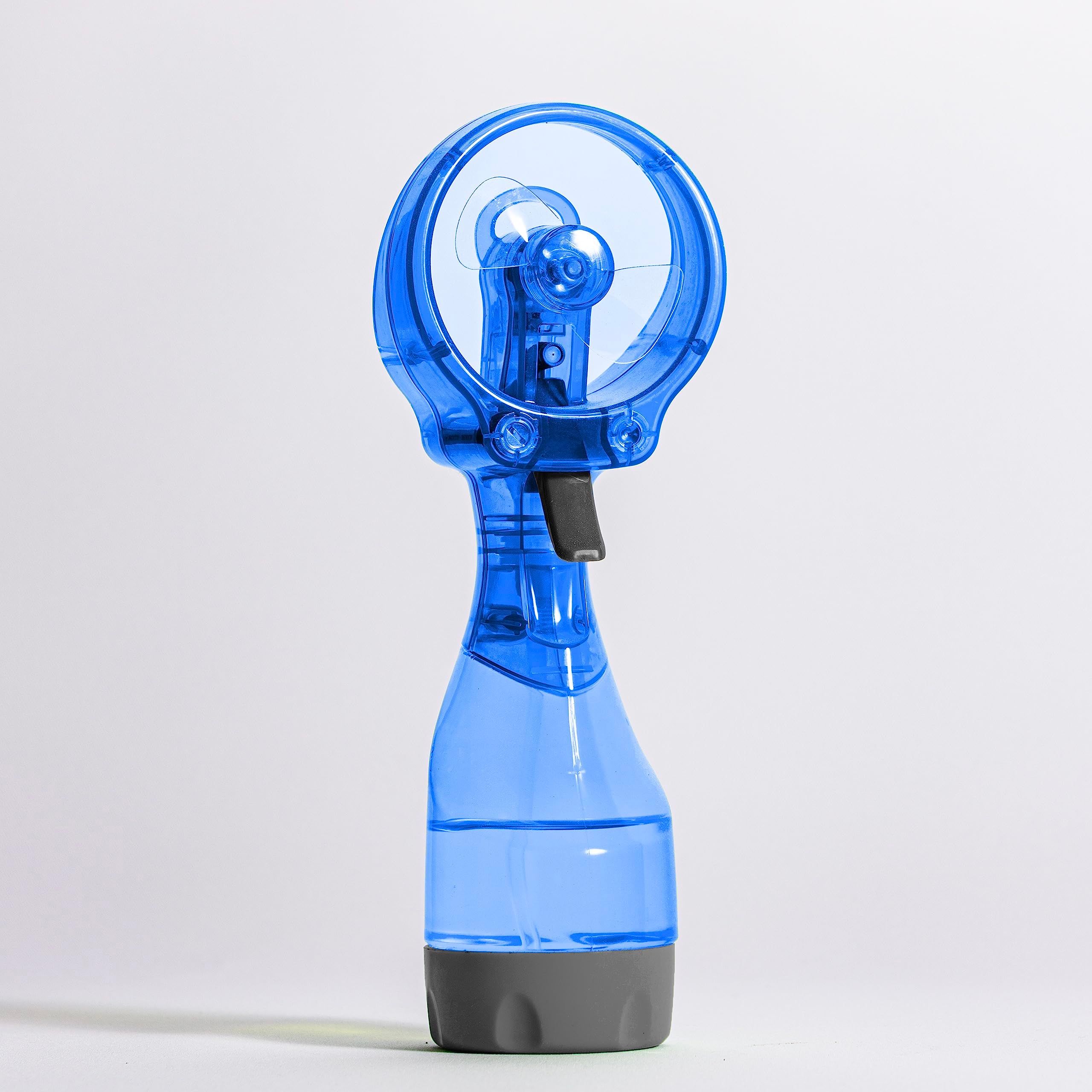 Deluxe Portable Handheld Battery Powered Water Misting Fan | Mini for Outdoors | For Summer (Blue 1pcs)