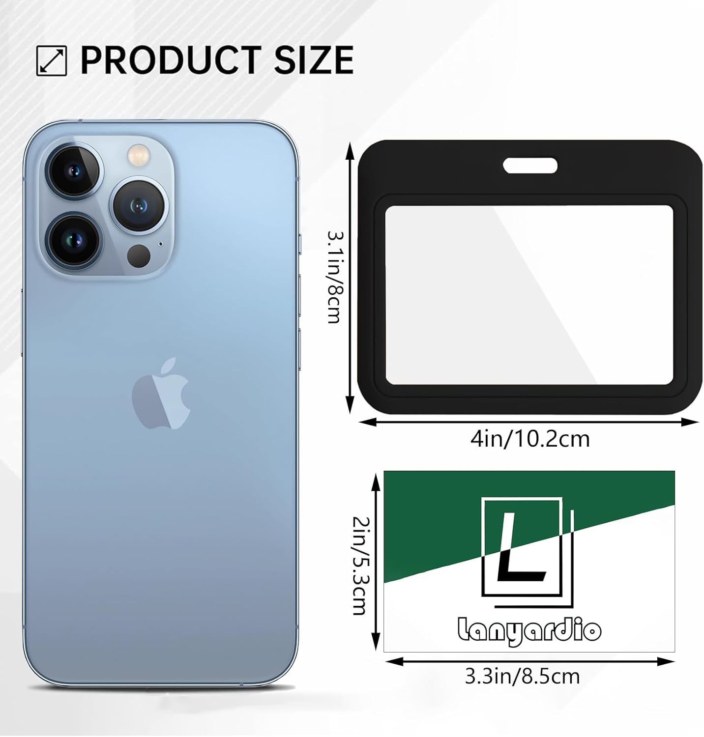 1 Pcs ID Badge Holder with Double-Sided Windows Horizontal Hard Plastic Case Black Card Protector Pouch for Office School ID Credit Cards Proximity Key Cards — image 2
