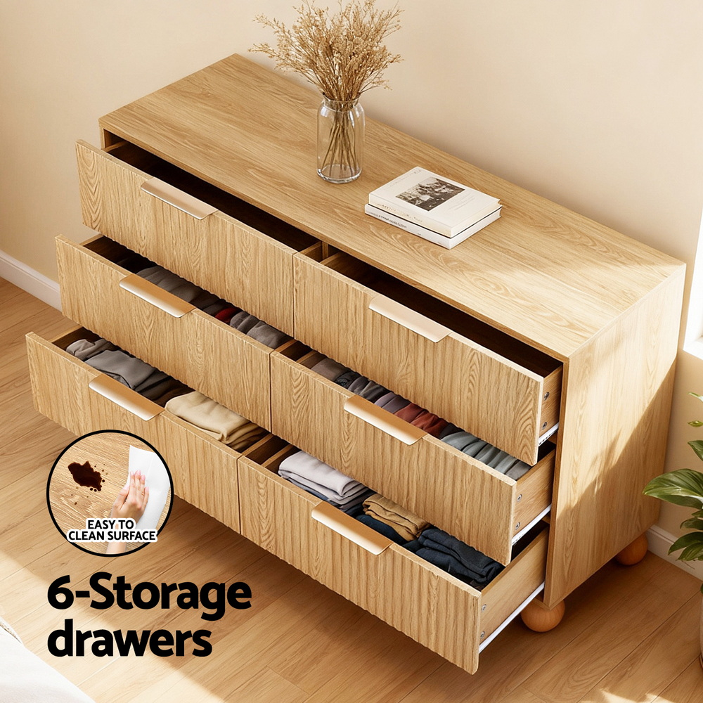 Artiss 6 Chest of Drawers Dresser Tallboy Pine — image 4