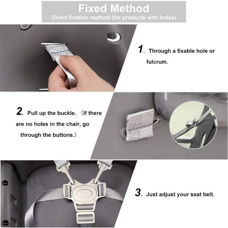 Adjustable 5-Point Safety Harness for Child Seats and Strollers, Gray - Compatible with Most Brands โ image 2
