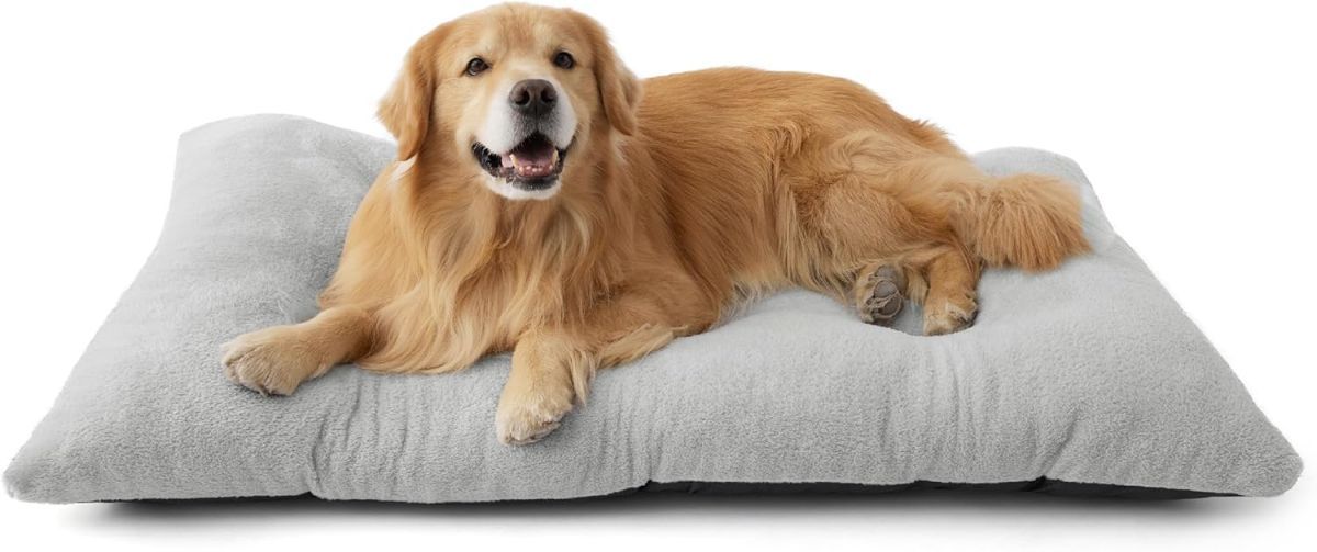 Washable Dog Bed for Crate, Giant Comfort Fluffy Plush Pet Pillow Bed Kennel Pad with Non-Slip Bottom, Machine Washable Pet Sleeping Mat for Jumbo - Gray