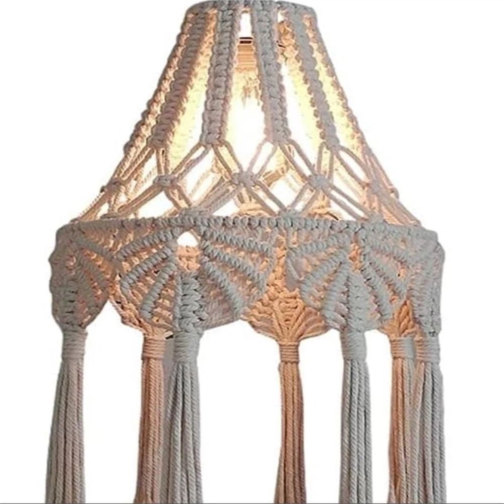 woven cotton rope ceiling lampshade, farmhouse countryside style bedroom living room dining room kitchen pendant light