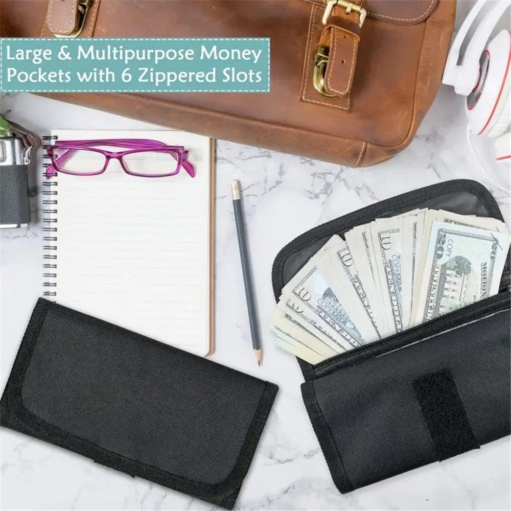 Money Organizer for Cash with 6 Zippered Pocket Multipack Money Pouch, Cash Bill Organizer, Money Bag Small Travel Money Holder for Budgeting, Receipt and Tips — image 5