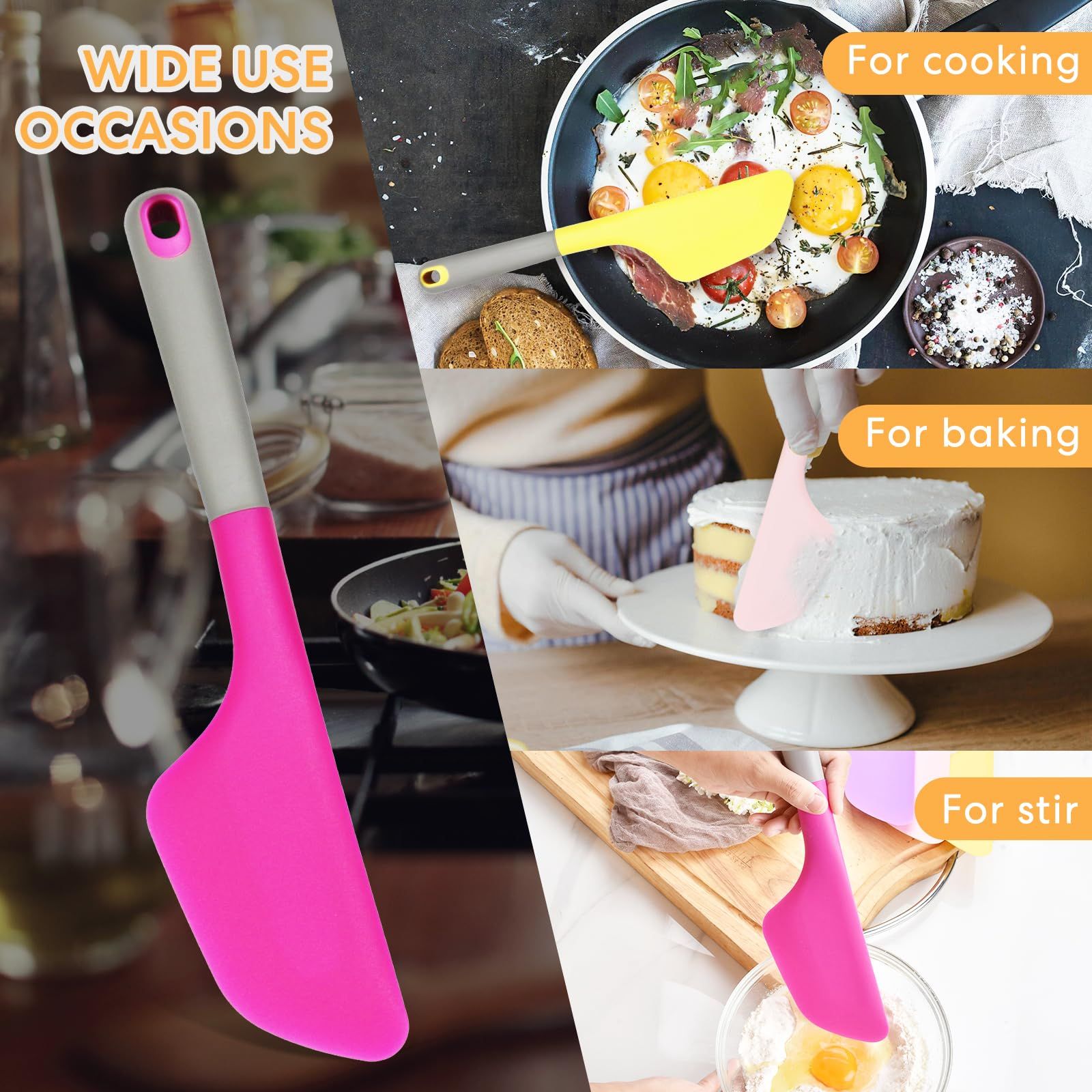 4 Pcs Extra Large Silicone Spatulas, High Temperature Resistance Spatula Spreader Kitchen Cake Spatula (Multicolor) — image 3