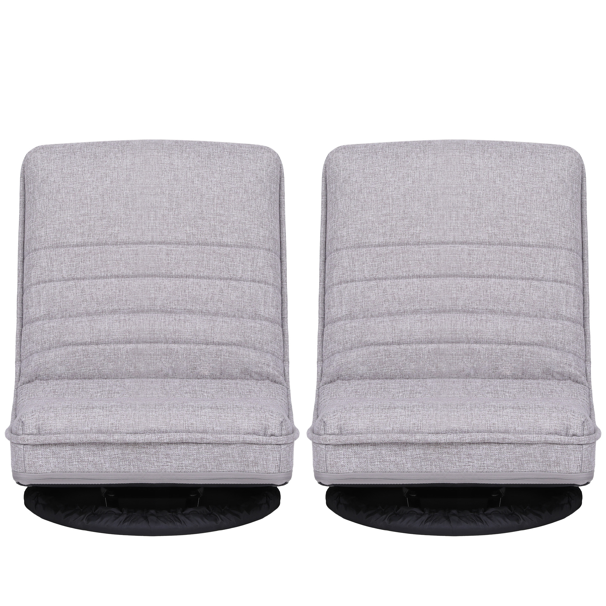Artiss 2 Swivel Floor Chair 360 Adjustable Foldable Lounge Seat Floor Sofa Chair Grey — image 3