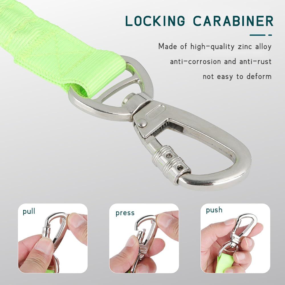 Dog Leash Elastic, No-Pull Seatbelt Heavy Duty, Shock Absorbing for Small Medium Large Dogs(Green) D-type Seat Belt Clip โ image 4