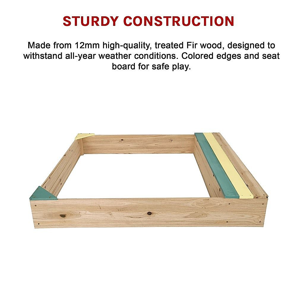 Wooden Kids Backyard Sandbox Outdoor Sandpit with Bench for Children โ image 7