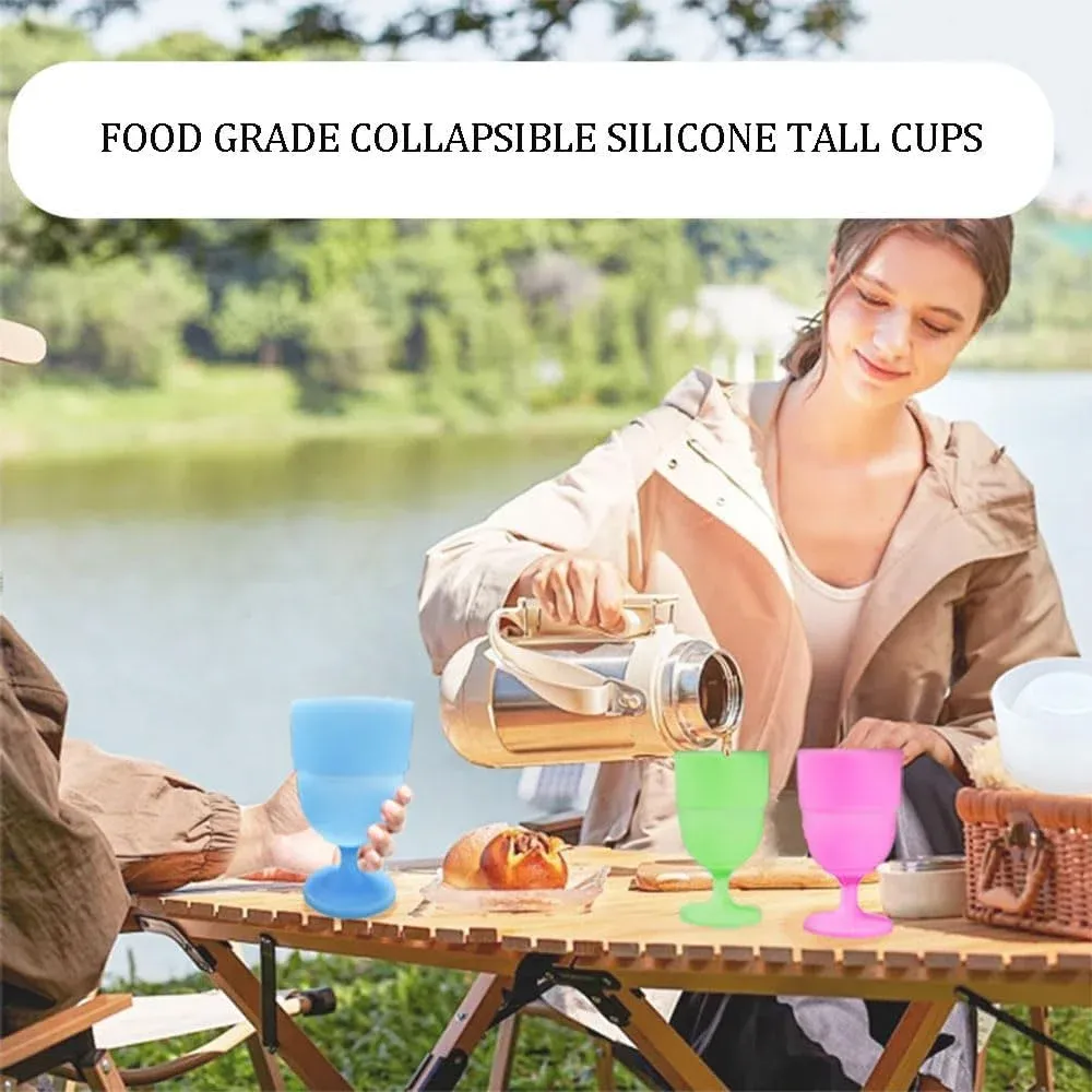 2 Pack Collapsible Silicone Wine Glasses, BPA Free Travel Cups for Camping Picnics, Pink โ image 3