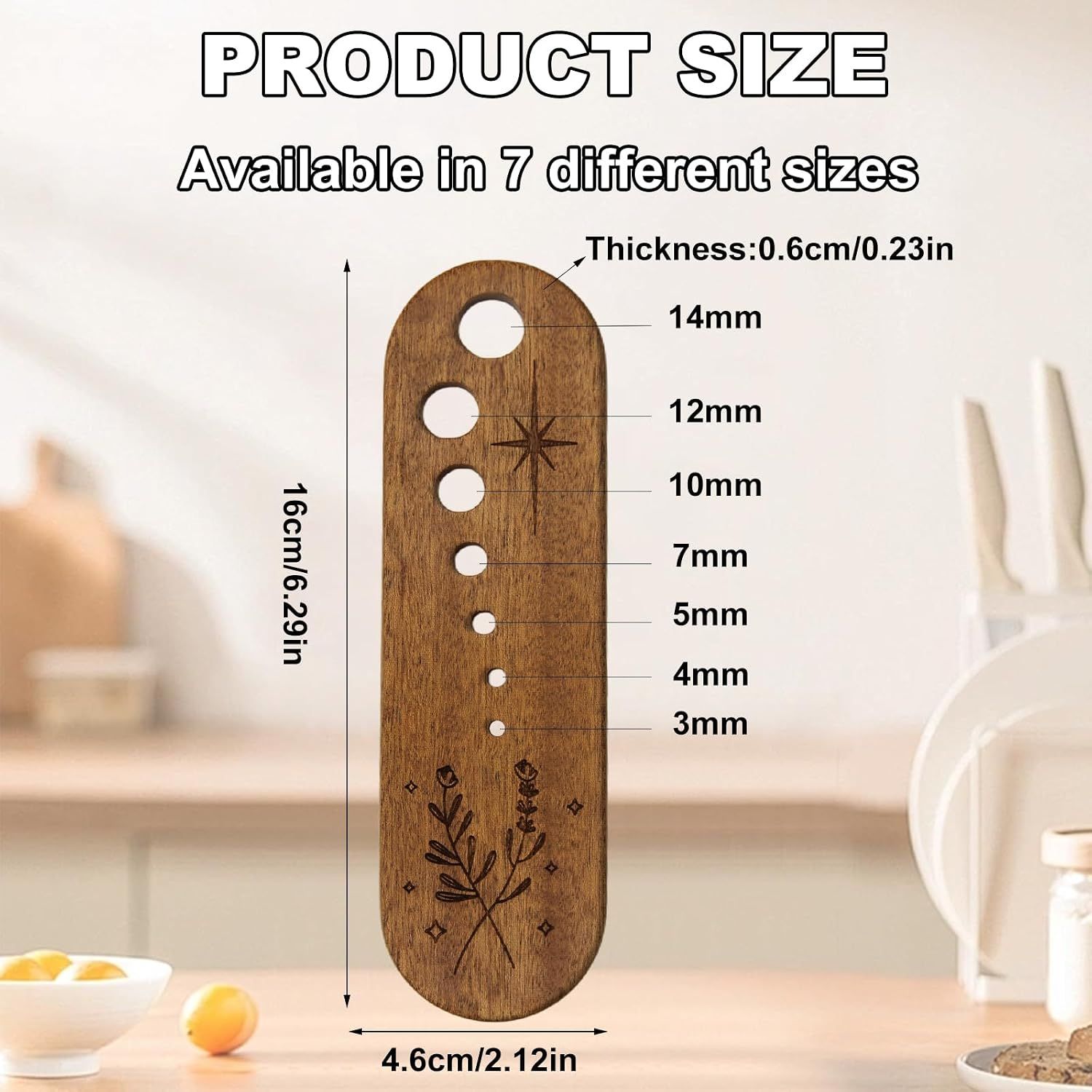 Wooden Herb Stripper Bowl, Vegetable Leaf Separator Tool for Removing Kale, Rosemary and Herb Leaves in Home Kitchens and Restaurants — image 2