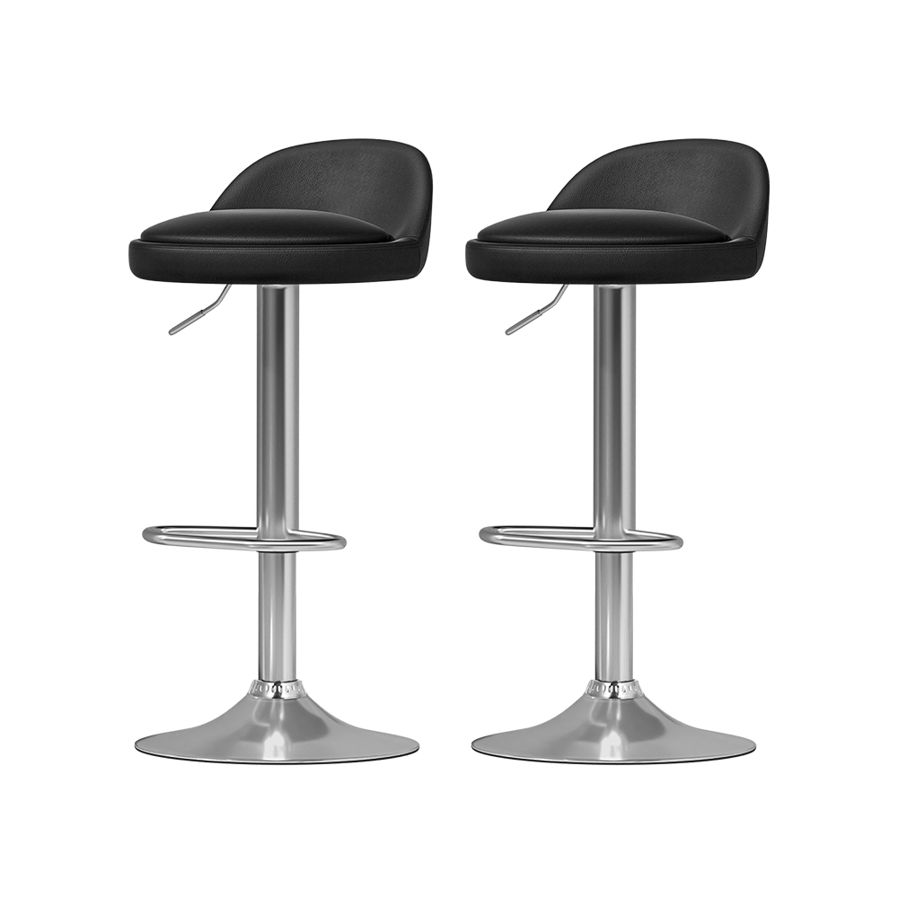 Artiss 4x Bar Stools PU Leather Gas Lift Black — image 3