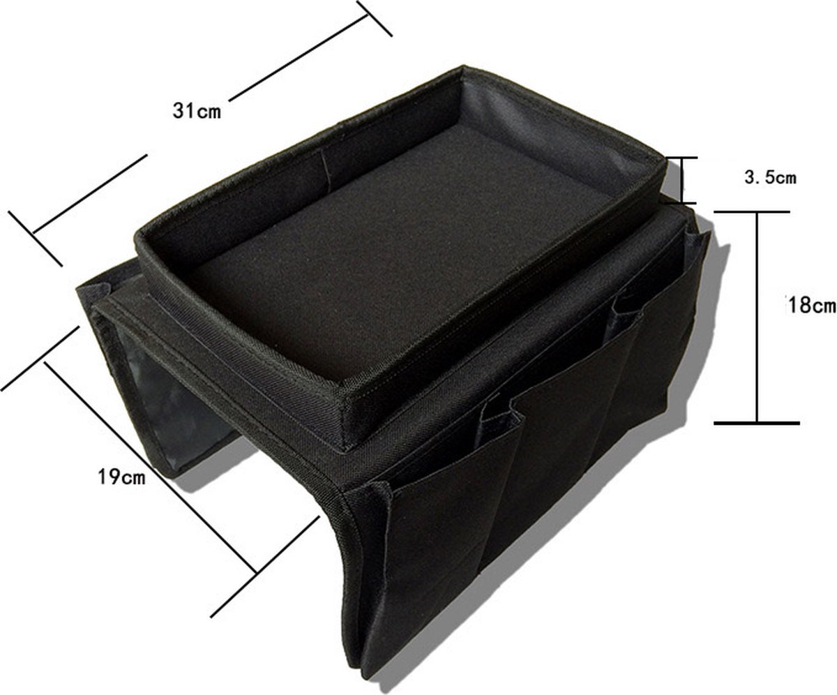 Sofa Tray with Organizer – Armrest Tray – Black — image 4