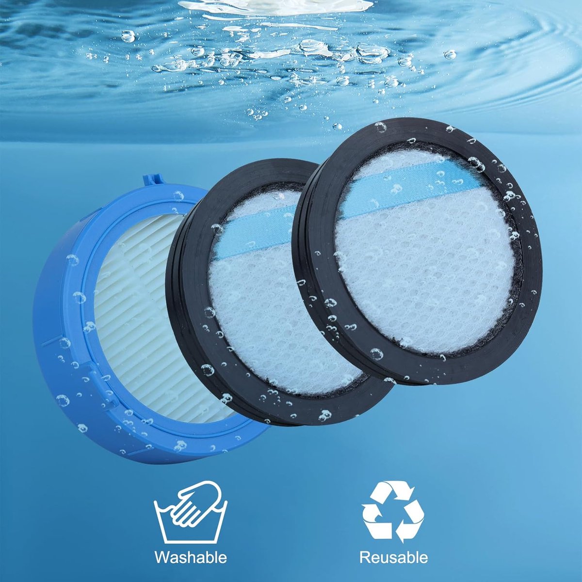 3 pieces - vacuum cleaner filter set - 2 front engine filters + 1 hygiene filter - suitable for AEG Ultimate 8000 - regular filter replacement - vacuum cleaner โ image 4