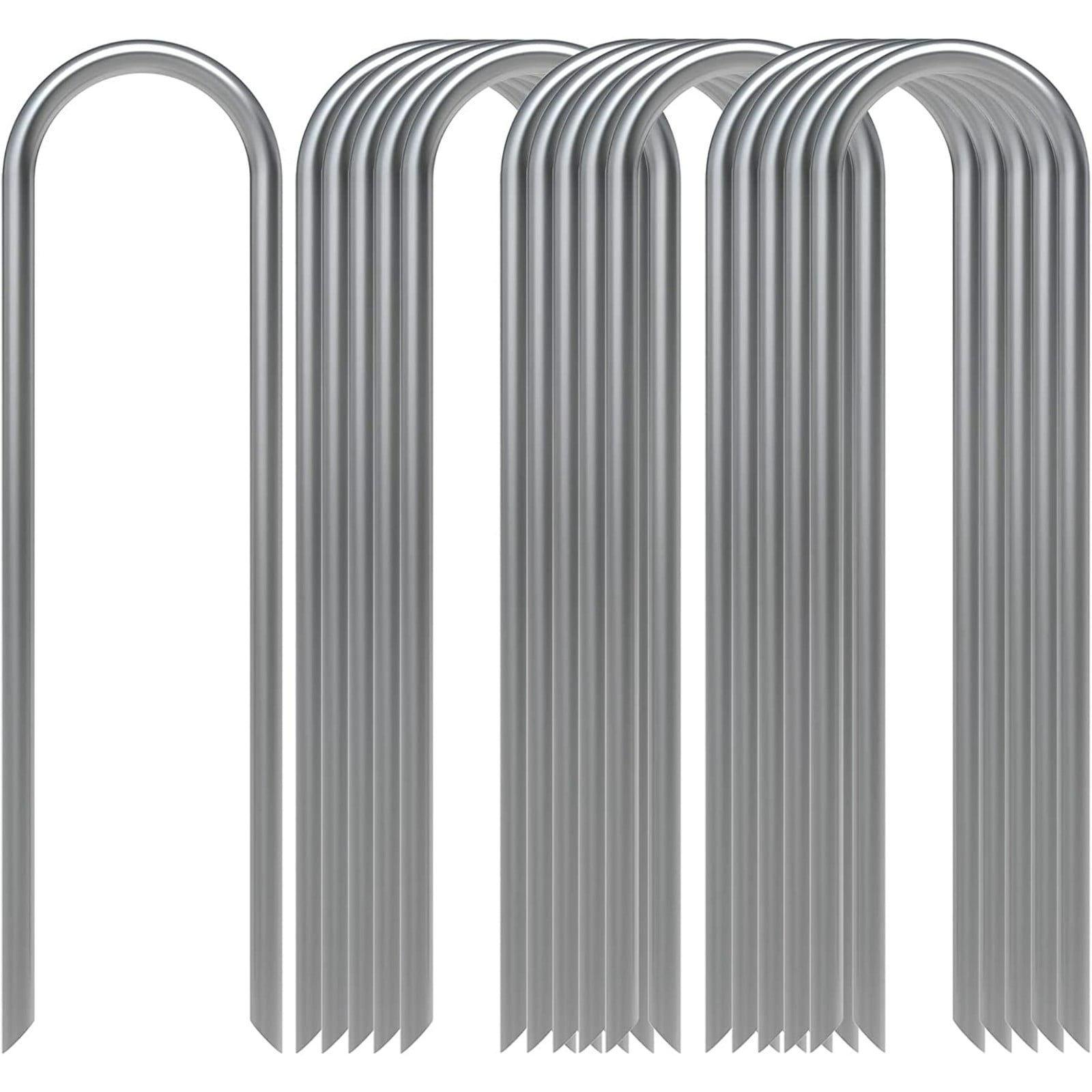 16 Pieces Galvanised U Shaped Garden Stakes, 11 Gauge Landscape Staples for Weed Mat, Irrigation Tubing, 15 x 3.8 cm