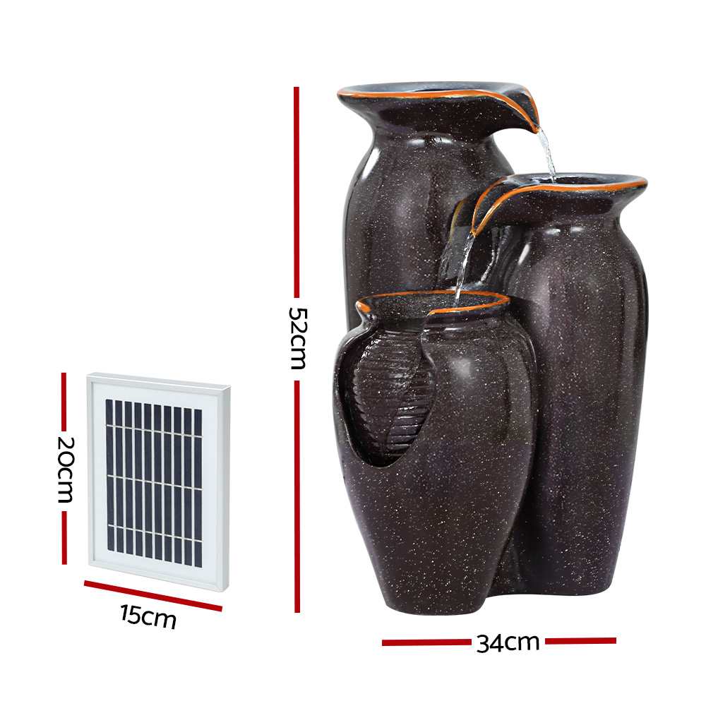 Gardeon Solar Fountain Water Fountain Feature Cascading Fountain LED Lights 76CM Grey β image 2