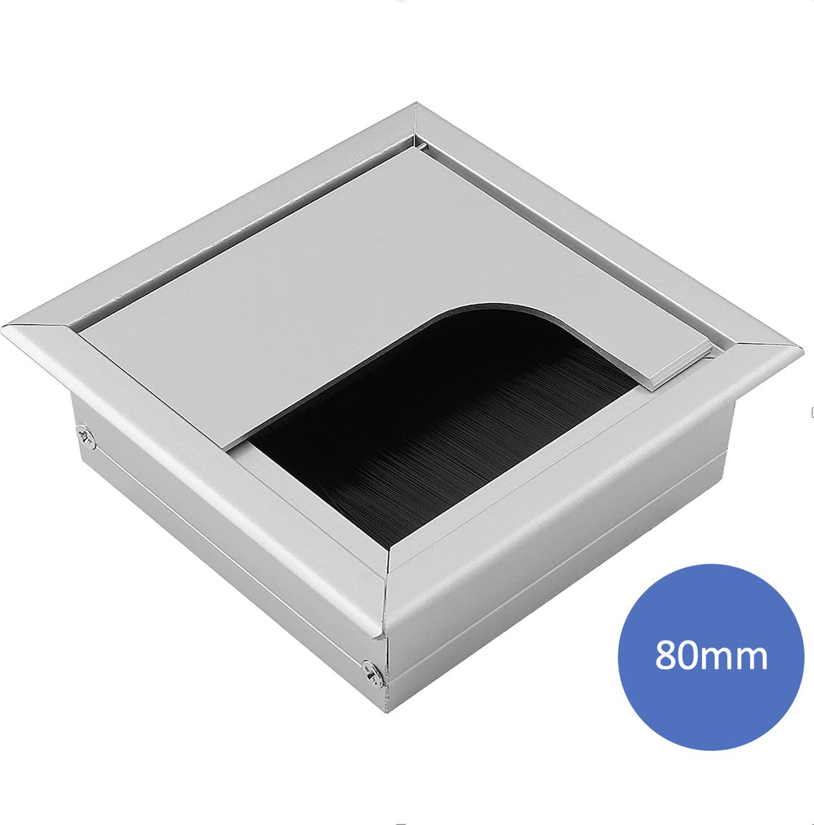 Noble Desk Cable Management System - Square - Desk Cable Management System - Cable Hole with Brush Closure - Cable Organizer - Cable Grommet - Cable Cover
