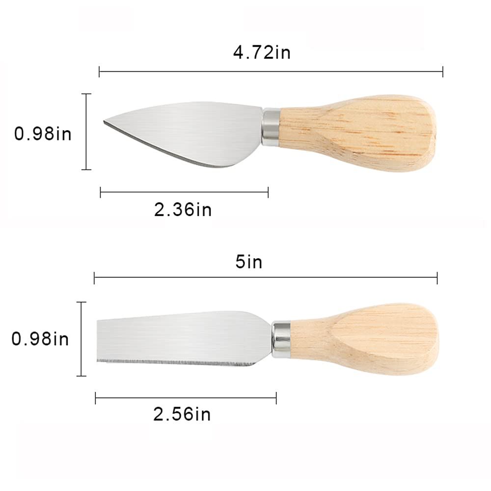 Charcuterie Accessories, 4 PCS Cheese Knives Set with Wood Handle, Stainless Steel Cheese Slicer/Cheese Cutter — image 4