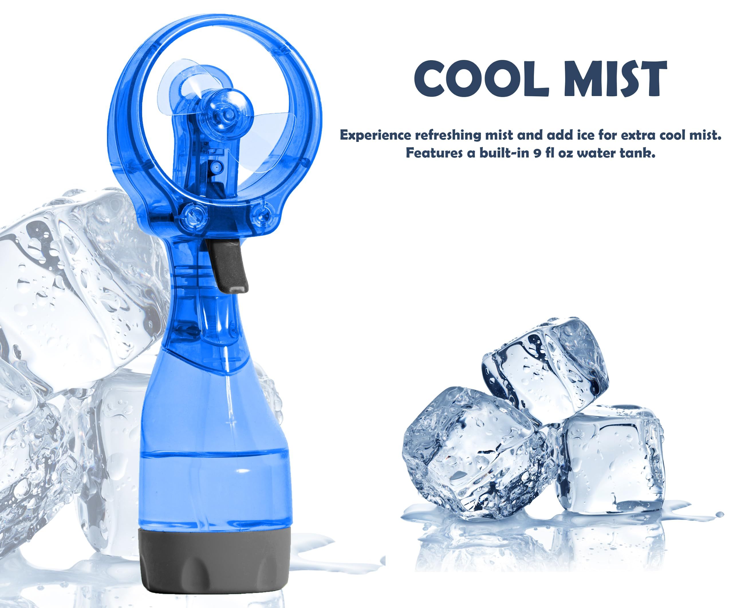 Deluxe Portable Handheld Battery Powered Water Misting Fan | Mini for Outdoors | For Summer (Blue 1pcs) โ image 3