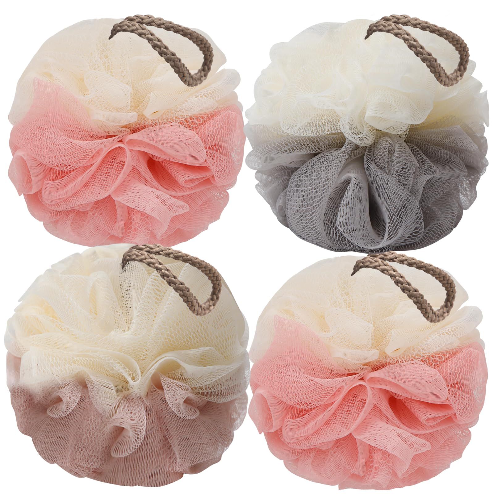 Bath Loofah Sponge Back Scrubber Shower Sponge Soft Mesh Exfoliator Pouf Shower Ball Bath Sponges for Women and Men Bath