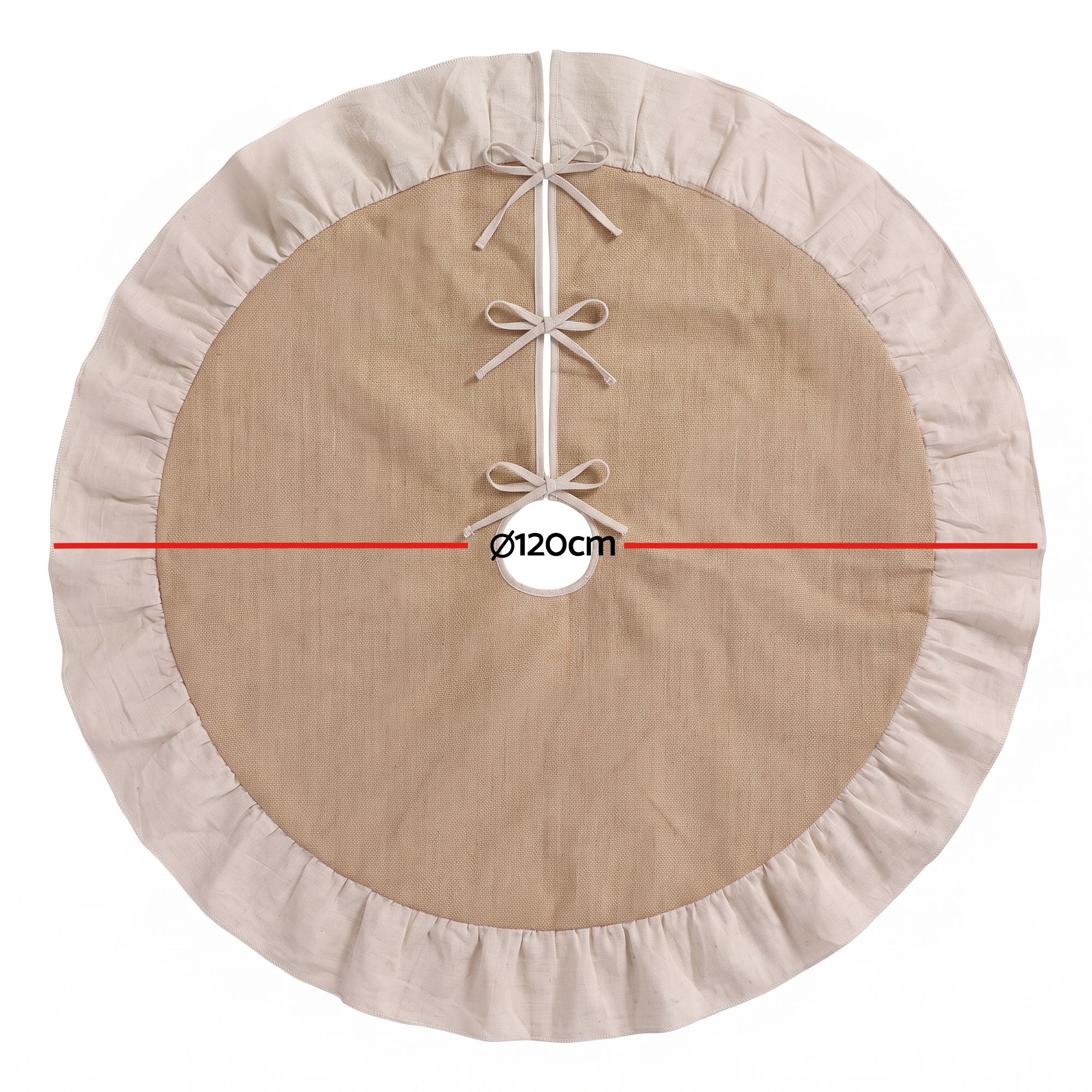 Jingle Jollys 120cm Christmas Tree Skirt Linen Christmas Tree Mat Decor โ image 2