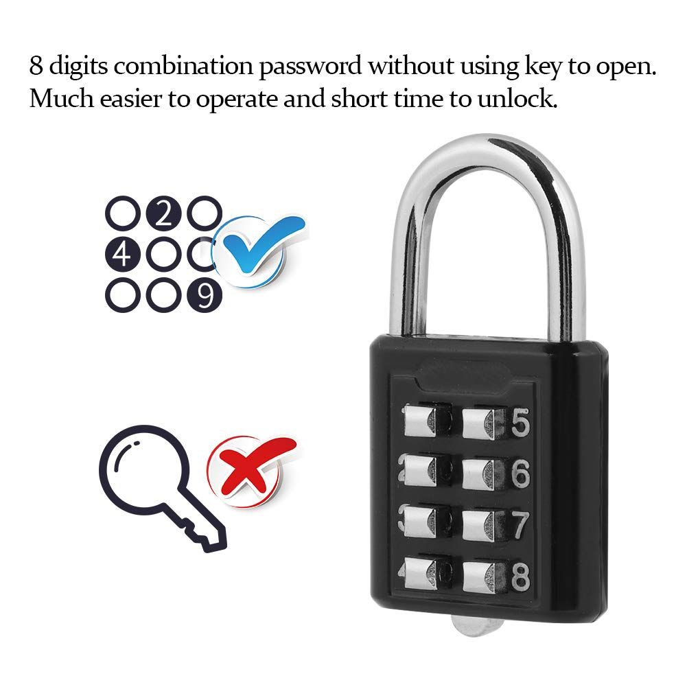 Smart Combination Lock,8 Digit Resettable Password Padlock,Portable Combination Code Padlock Security Password Lock — image 2