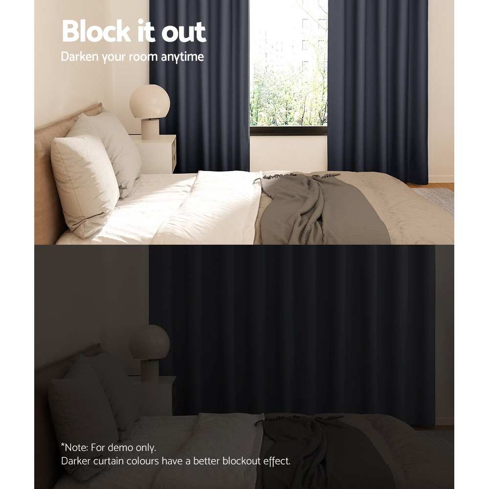 Artiss 2X Blockout Curtains Eyelet 300x230cm Charcoal โ image 4