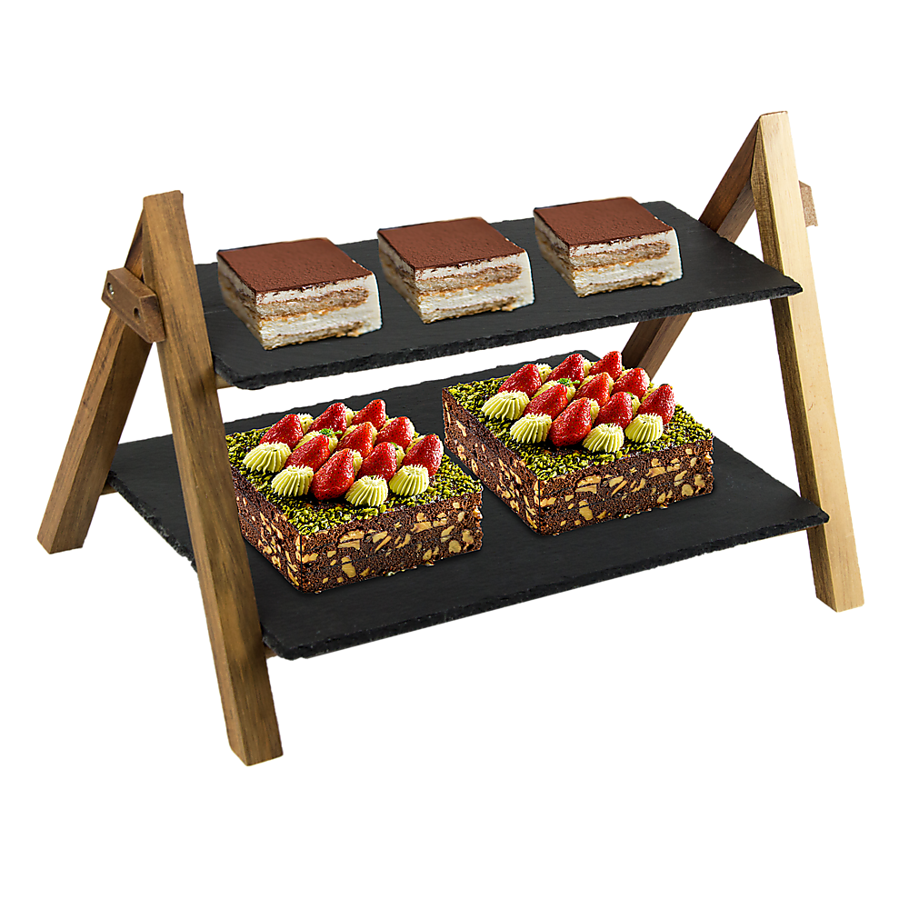 Party 2 Tier Cake Stand Slate Wedding Tiered Serving Stand Afternoon Tea — image 4