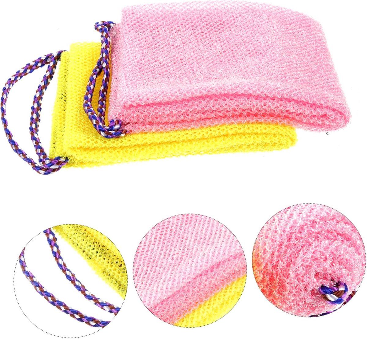 2 Pack African Net Sponges, Fast-Foaming Exfoliating Bath Sponges for Showering and Body Cleansing, 75 × 14 × 0.5 cm — image 3