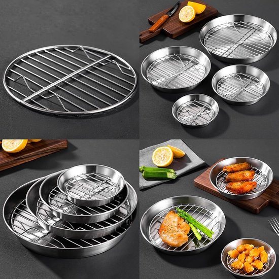 Baking tray for air fryer - Air fryer baking pan - Air fryer accessories - Baking tray with rack - Made of 304 stainless steel - 16 cm โ image 4