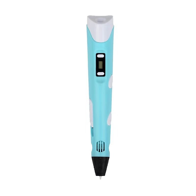 Blue 3D Printing Pen with Display - Includes 3D Pen, 3 Starter Colors of PLA Filament, and Charger(18.5 * 4.5 * 3cm)