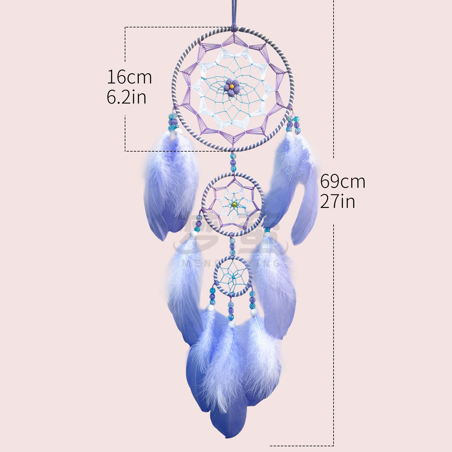 Purple Flower Dream Catchers Feathers Bohemian Handmade Home Wall Hanging Decoration Fairy Dream Catcher — image 3
