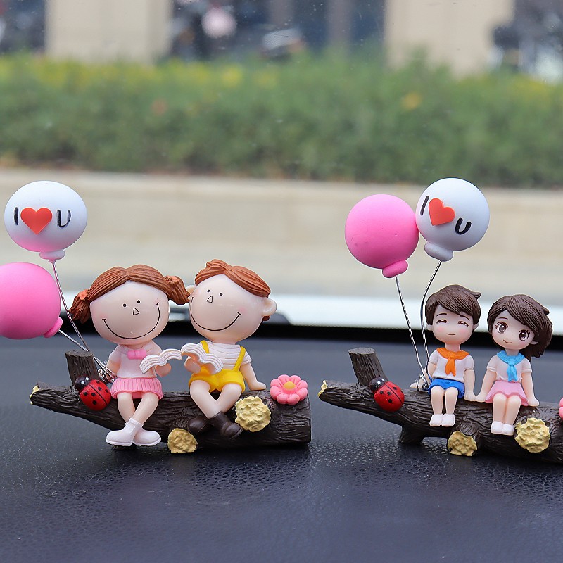 Tree Branch Blue and Pink Couple Balloon Cute Couple Car Ornament for Dashboard – Romantic Interior Decoration for Vehicles — image 2