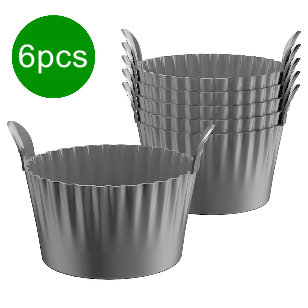 Grey Silicone Egg Poaching Mold โ 6-Pack, Heat-Resistant, with Side Handles for Air Fryer, Oven, Microwave and Multi-Cooker Use