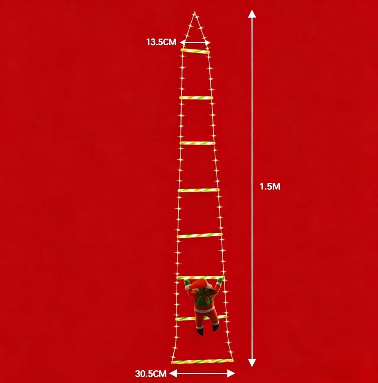 1.8M 8-Step USB Remote Control Christmas Climbing Ladder Light, IP65 Waterproof with 8 Modes, Dynamic Climbing Santa, Indoor & Outdoor Holiday โ image 3