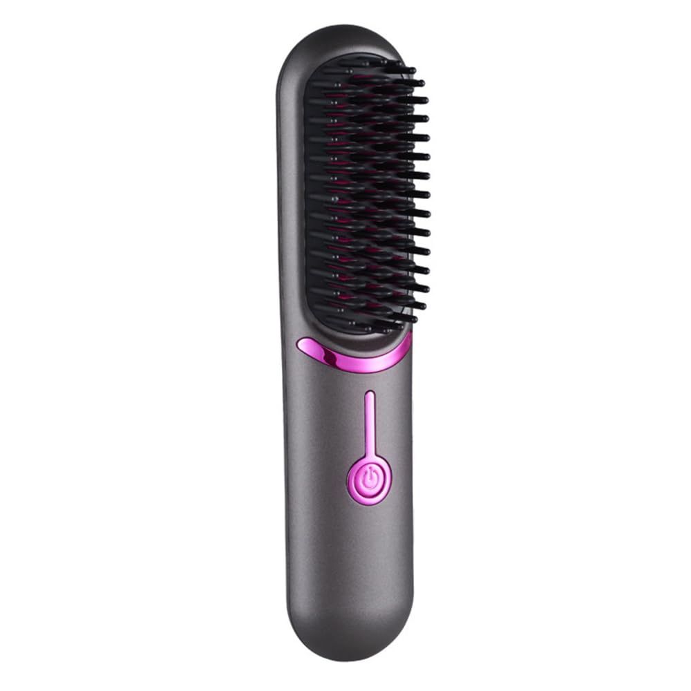 Cordless Hair Straightener Brush, 2 In1 Anti-Scald PTC Heat Comb 5200mAh Electric Straightening Comb for Travel Home