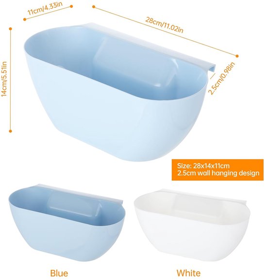 Wall-Mounted Waste Bins - Pack of 2 - Kitchen Waste Bins, Hanging Bins, Kitchen Waste Bins - Hanging Storage Boxes - White and Blue โ image 2