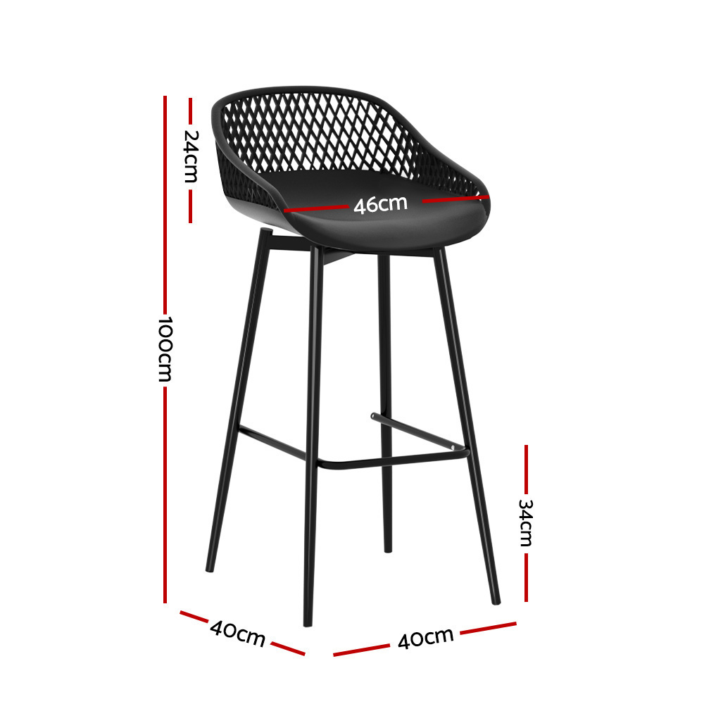 Gardeon 2x Outdoor Bar Stools Plastic Black — image 2
