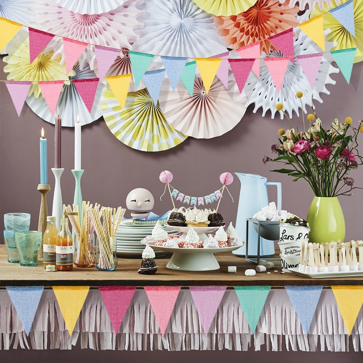 72 Flags Imitated Burlap Pennant Banner Multicolor Fabric Triangle Flag Bunting for Summer Party and Festival Classroom Hanging Decorati — image 6