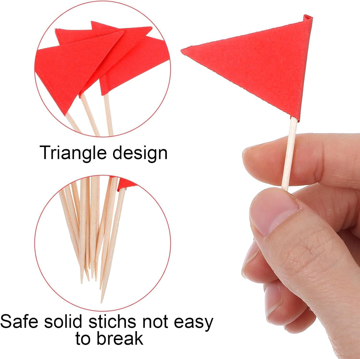 100 Pcs Solid Red Toothpick Flags - Mini Triangle Golf Flag Toothpicks for Cupcakes, Fruit & Cheese Markers - Small Blank Flag for Golf Themed โ image 4