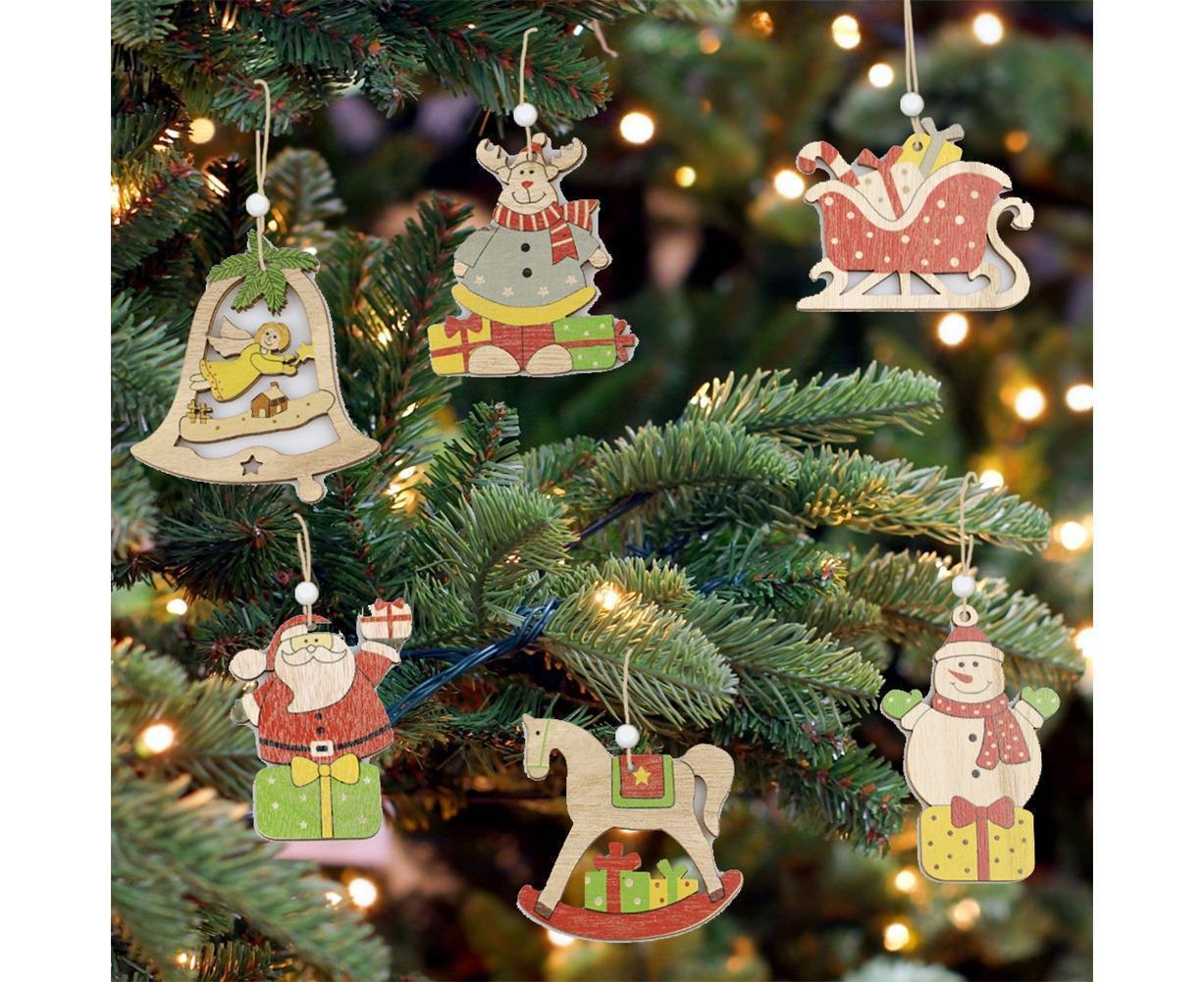 Hanging Wooden Elk Snow Christmas Pendants Ornament Xmas Tree Party Decoration-A — image 3