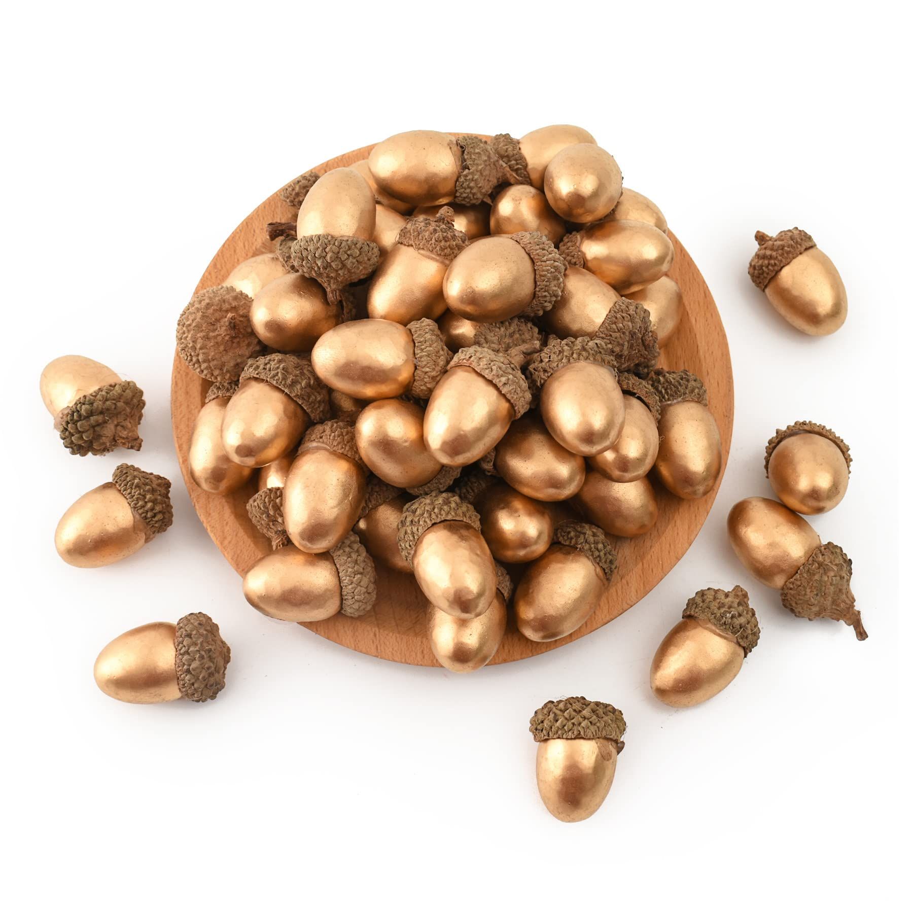 Gold Artificial Acorns 50PCS Fake Golden Acorns Simulation Acorns Fruits DIY Craft for Christmas Decoration Home House Kitchen