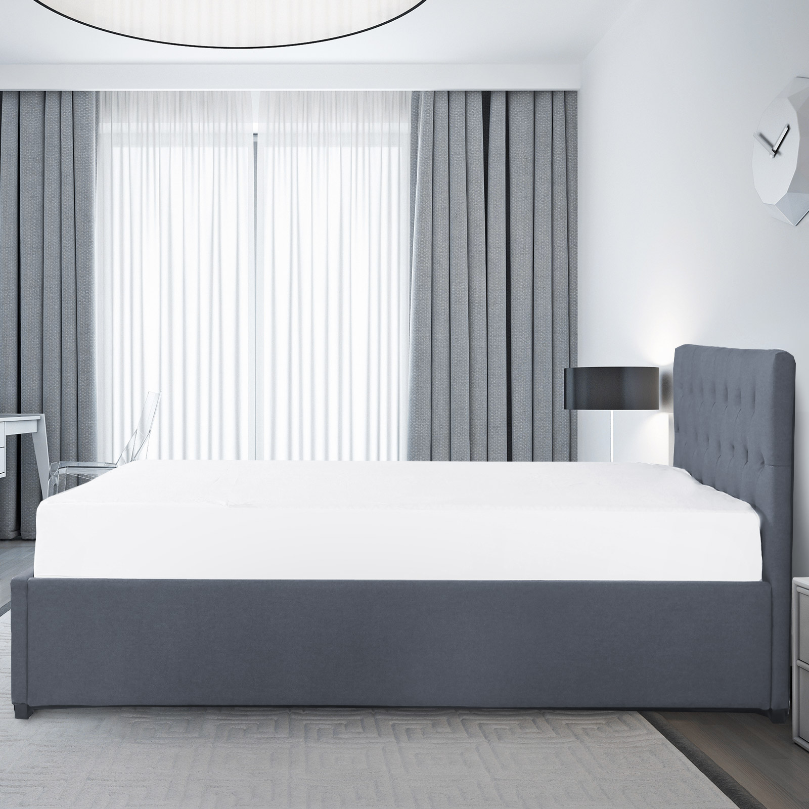 Milano Capri Luxury Gas Lift Bed Frame Base And Headboard With Storage - King - Grey โ image 6